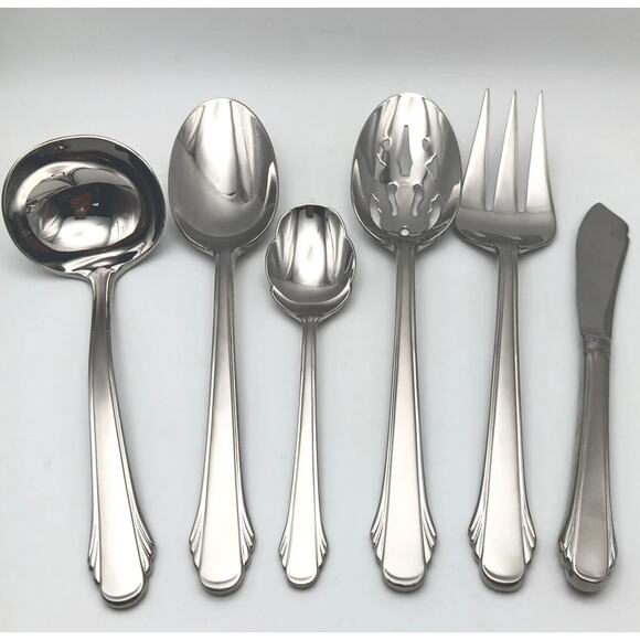 Gorham Calais Satin 6pc Serving Set Stainless 18/8 Flatware Korea New Old Stock - Picture 1 of 4
